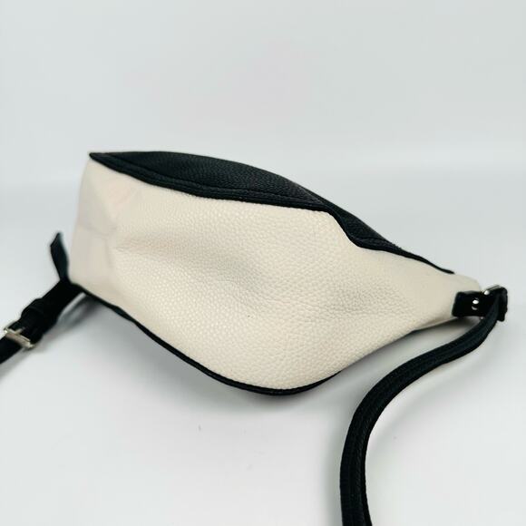 Y2K Nine West Women's Black White Small Adjustable Strap Leather Crossbody Bag - Picture 7 of 11